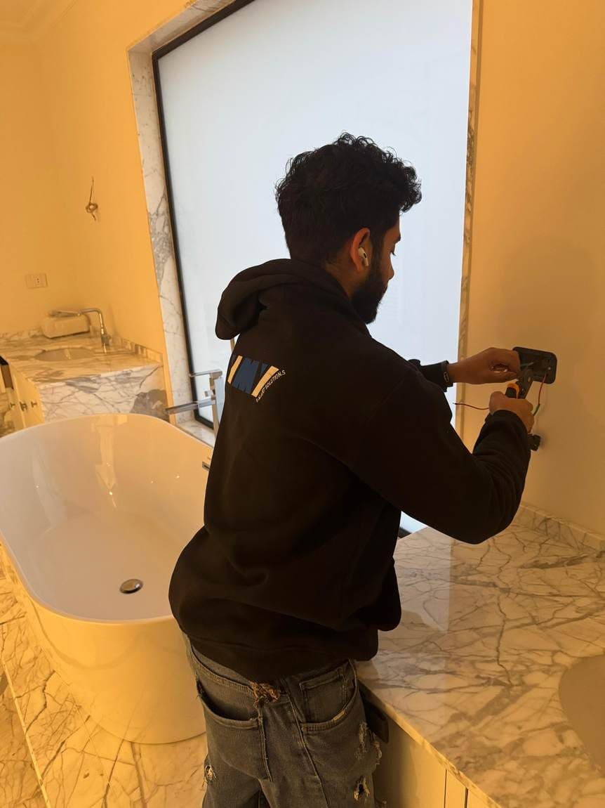 Device wiring in a villa bathroom